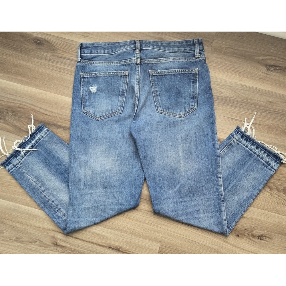 Zara Jeans Womens 4 Raw Hem Mid-Rise Slim‎ Button Fly Ripped Relaxed Fit Boho - Picture 11 of 12